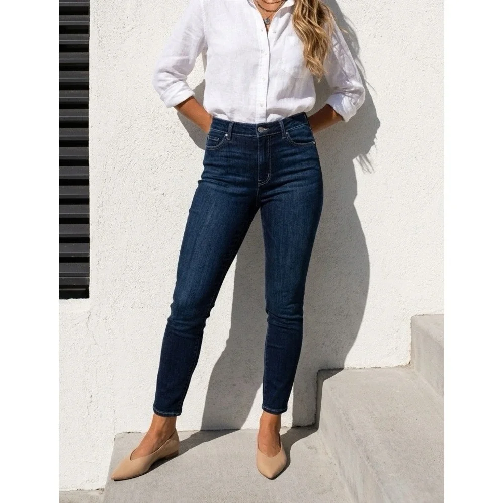 PAIGE Hoxton Ankle Jeans Womens 32 Dark Blue High Rise Skinny Stretch Denim